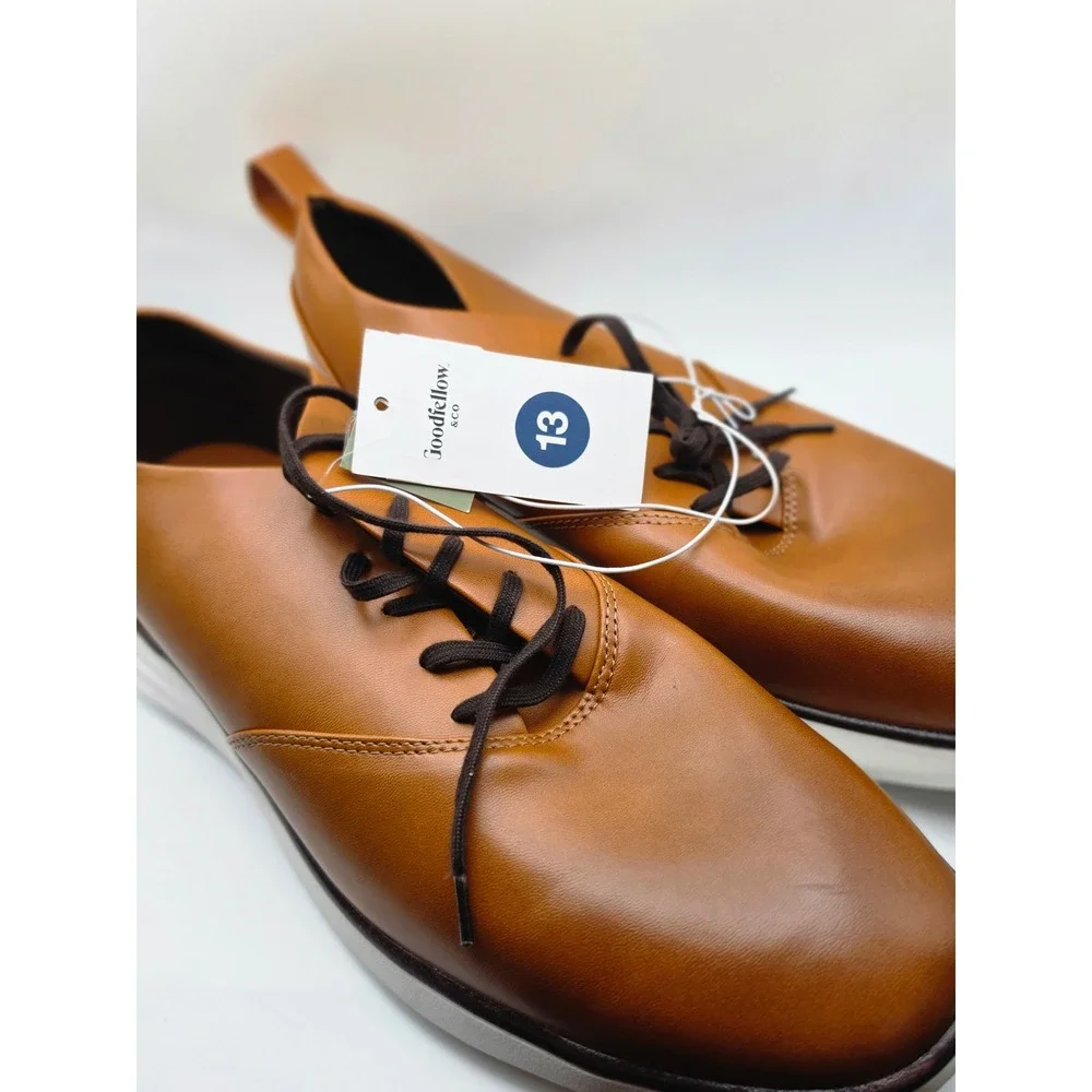 Goodfellow & Co Men Luis Hybrid Dress Shoes Cognac Brown Memory Foam Size 13 NEW